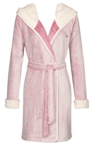 Kuschel Morgenmantel Robe Bicolor rosa von Triumph