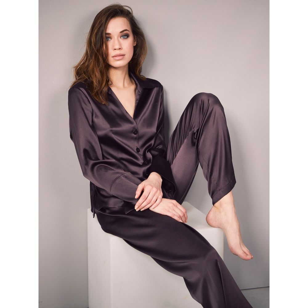 Herren Satin Seide Pyjama Lounge Freizeit Schlafanzüge Set Nachtwäsche Oberteile