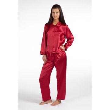 Damen Seidenpyjama Maspalomas bordeaux rot von Gattina Dessous