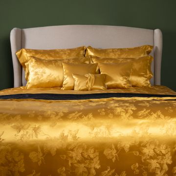 Jacquard Seidenbettwäsche Ada Gold stückgefärbt gelbgold aus der Seidenweber Collection