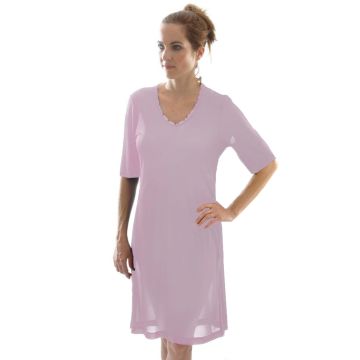 Kurzarm-Nachthemd mauve aus Bio-Seide Feinjersey von Alkena