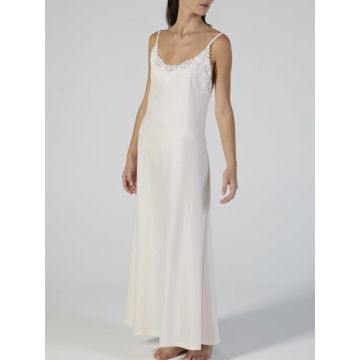 Baumwolle Neglige lang weiß mit Spitze von Verdiani Donna