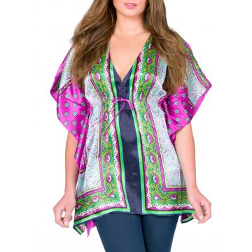 Seiden-Tunika Exotic in pink-grün von Eva B. Bitzer