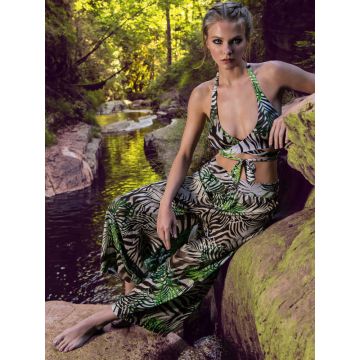 Strandhose Emotion grün braun mit Dschungel Druck von Nicole Olivier
