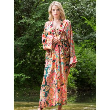 Seidenbatist Kimono in rosa-bunt von Laetitia Beachwear