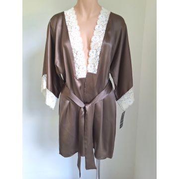 Seiden-Robe Charlotte espresso-elfenbein (BH und Slip nicht enthalten)