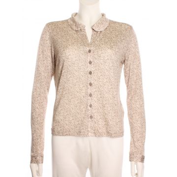 Cardigan Cinda Jacke mit Knöpfen Seide Leinen in taupe-creme mit Druck von Kokon Zwo