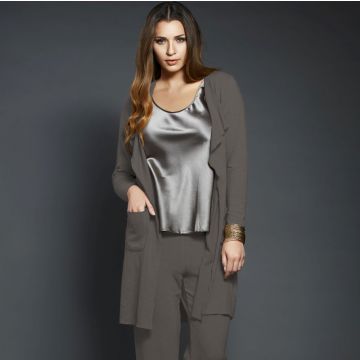 Schmuseweicher Baumwolle Morgenmantel Casual von Gattina fango - Hose und Top nicht im Lieferumfang enthalten