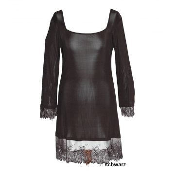 Sleepshirt Pure de Luxe aus Seidenjersey mit Spitze von Gattina schwarz