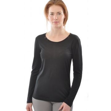 Alkena Langarmshirt Wolle Seide schwarz