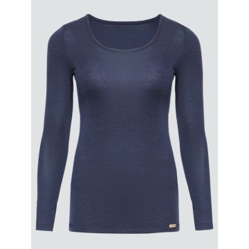Langarmshirt 2703 von comazo | earth in dunkelblau aus Wolle/Seide