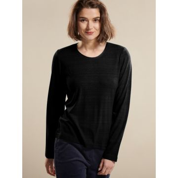 100% Bouretteseide Shirt schwarz mit langen Ärmeln von Kokon Zwo - Hose nicht im Lieferumfang enthalten