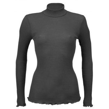 Merinowolle-Seide Rollkragen-Shirt gerippt von Artimaglia schiefer-grau
