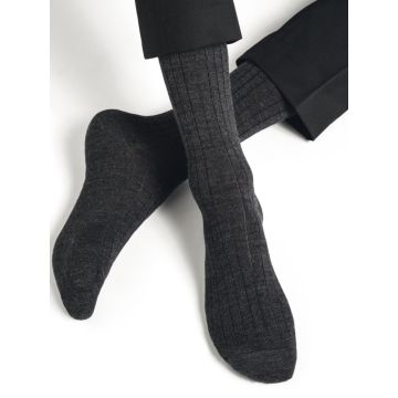 Merinosocken gerippt für Herren von Bleuforet in dunkelgrau - Hose nicht im Lieferumfang enthalten