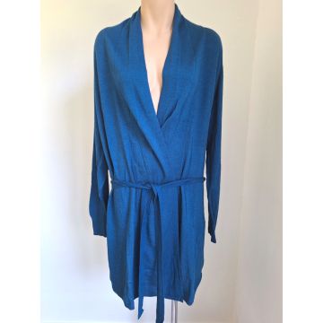 Seidenmix Morgenmantel Teddy in royalblau (das Negligé ist nicht im Lieferumfang enthalten)