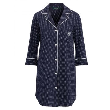 Sleepshirt Baumwolle Viscose Navy Dots dunkelblau Lauren by Ralph Lauren Sleepwear für Damen
