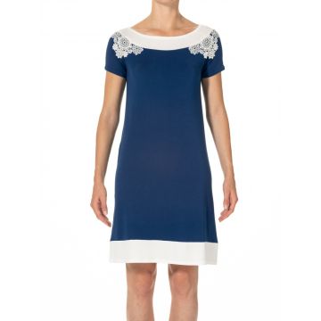 Kurzarm Nachtkleid Camilla No. 2 königsblau aus Modal von Imec
