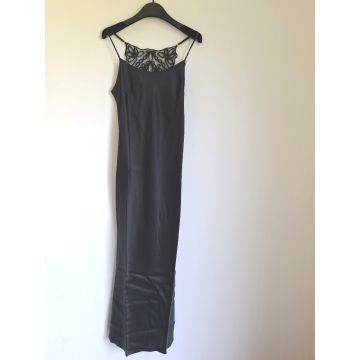 Seide-Nachtkleid Soie Unie lang von Marjolaine in schwarz