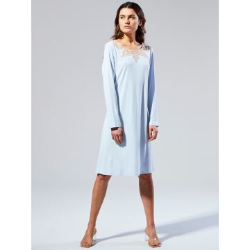 Langarm Nachtkleid Bleu aus Baumwoll Jersey von Fürstenberg
