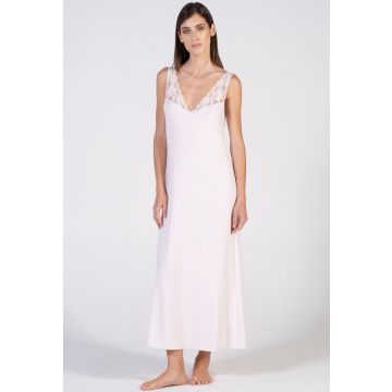 Langes Modal Neglige puderrosa mit Spitze von Verdiani Donna