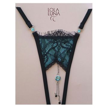 Lola Luna Ouvertstring Scarlett Open schwarz mit Türkis-Blau
