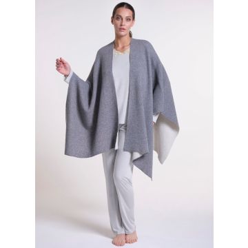 Doubleface Poncho hellgrau von Verdiani Loungewear - Pyjama nicht im Lieferumfang enthalten