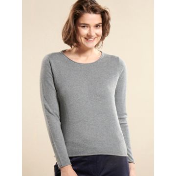 Strickpullover No. 2 Bio Baumwolle mit Kaschmir mittelgrau von Kokon Zwo