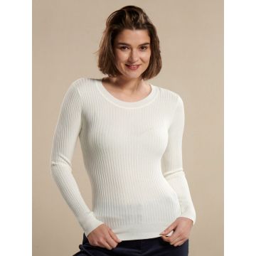 Merino Wollpullover Rippstrick weiß von Kokon Zwo