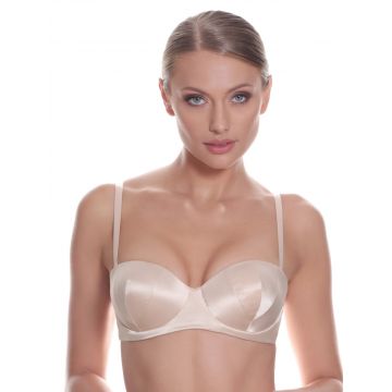 Satin Balconette Push-Up BH goldcreme von Prelude Milano - der Slip ist nicht im Lieferumfang enthalten