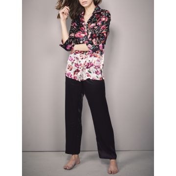 Seidenpyjama Roses Eva B. Bitzer in schwarz mit rot aus 100% Seide