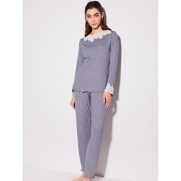 Modal Jersey Pyjama Feinripp mit Spitze von Chiara Fiorini
