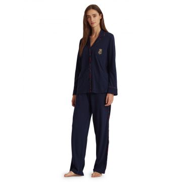 Pyjama Baumwolle Viscose Jersey Navy Classic Lauren by Ralph Lauren Sleepwear für Damen