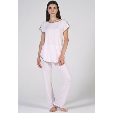 Kurzarm Modal Damen Schlafanzug Verdiani Weekend rosa mit Spitze