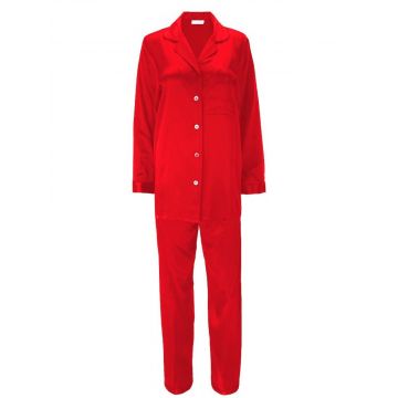 Pyjama Klassik Seide Satin rot Eva B. Bitzer