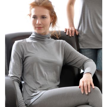 Alkena Rollkragenshirt Seide mit Kaschmir silbergrau