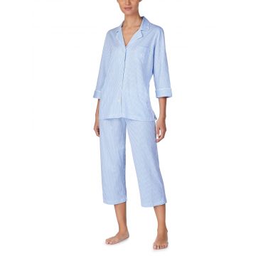 Pyjama Baumwolle Viscose Stripes blau Lauren by Ralph Lauren Sleepwear für Damen