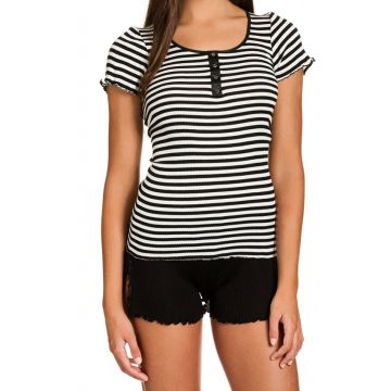 Seide-Baumwolle T-Shirt Arona schwarz-champagner von Gattina - Hose nicht im Lieferumfang enthalten