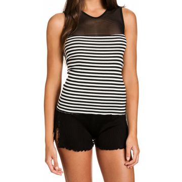 Seide-Baumwolle Camisole-Shirt Arona schwarz-champagner von Gattina - Short nicht im Lieferumfang enthalten