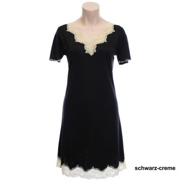 Wirkseide Kurzarm Nachthemd Mahé schwarz / creme von Nightdreams