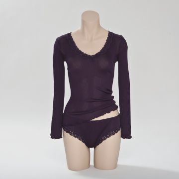 Seiden- Langarm-Shirt in Lila von Gattina (Slip separat erhältlich)