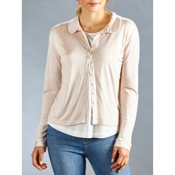 Cardigan Cinda Jacke mit Knöpfen mit Seide und Leinen in puder-rosé von Kokon Zwo