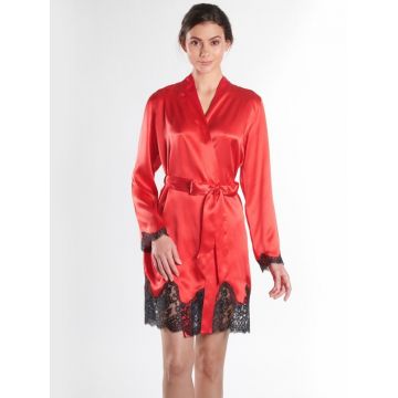 100% Seide Kimono Soie d´Amour rot-schwarz von Aubade