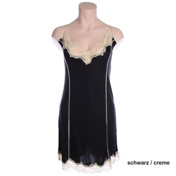 Wirkseide Nachthemd Mahé schwarz / creme von Nightdreams