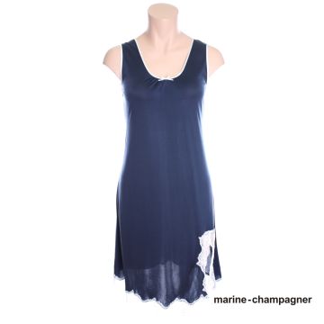 Wirkseide Träger-Nachthemd Mahé marine / champagner von Nightdreams