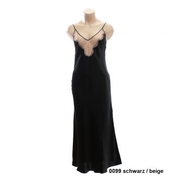 Seiden-Satin schwarz mit beiger Spitze (100% Seide) von Luna di Seta
