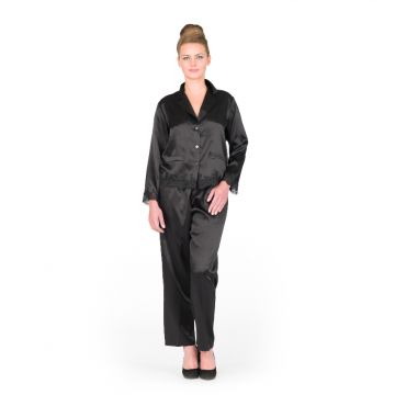 Seide-Schlafanzug Sakhali schwarz von Gattina