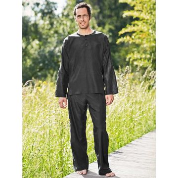 Schwarzer Reiseschlafanzug aus Seide-Baumwolle für Herren von Traveler´s Tree®