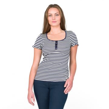 Seide-Baumwolle T-Shirt Arona marine-champagner von Gattina - Hose nicht im Lieferumfang enthalten