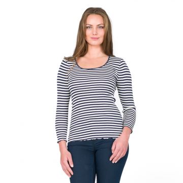 Seide-Baumwolle Langarm-Shirt Arona marine-champagner von Gattina - Hose nicht im Lieferumfang enthalten