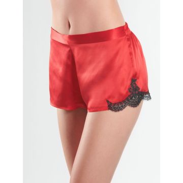 Seide Shorts Toi Mon Amour rot mit schwarzer Spitze von Aubade